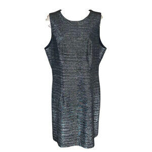 Molly Malloy metallic sheath dress career casual womens size 14 sleeveless